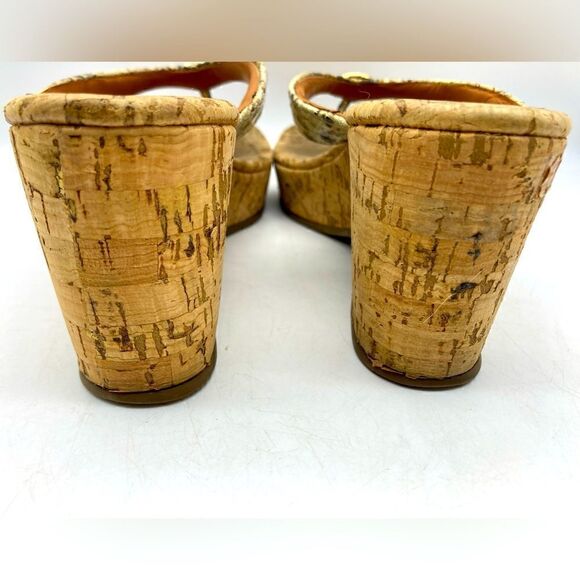 Tory Burch Thora Shake Print Leather/Cork Wedge Sandals Size 7,5 - Picture 5 of 8